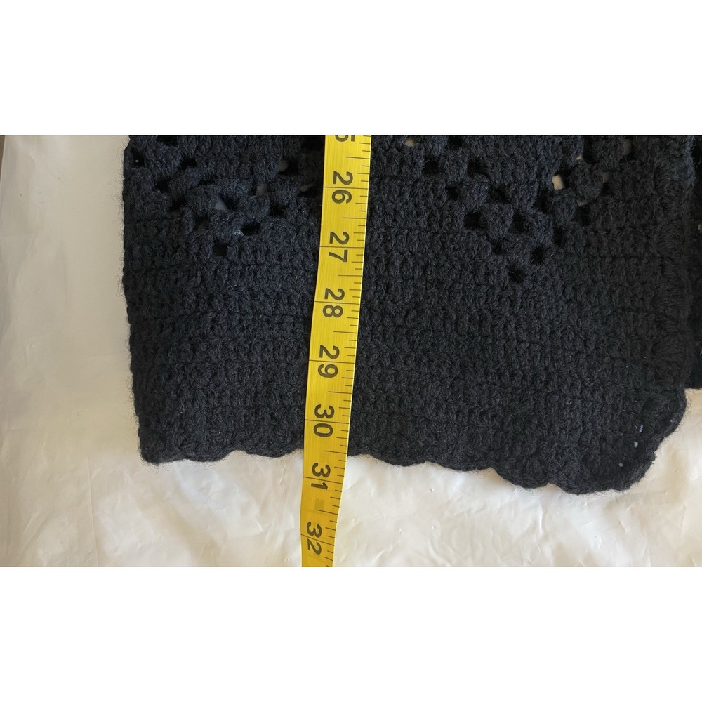 Women's Wool Prada Open Knit Crochet Vest Size 42 ( US 4/6) Granny Core Black - Picture 4 of 7